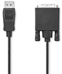 Cablu DisplayPort - Mufa DisplayPort - DVI-D Mufa cu 24+1 pini - 1080p - Nichelat - 2 00 m - Rotund - PVC - Negru - Plic 