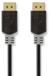 Cablu DisplayPort - Mufa DisplayPort - Mufa DisplayPort - 8K60Hz - Aurit - 2 00 m - Rotund - PVC - Antracit / Gri - Cutie 