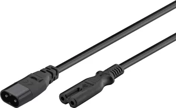 Cablu prelungitor Euro C7 tata - C8 mama 2m 2x0.75mm 2.5A negru Goobay 