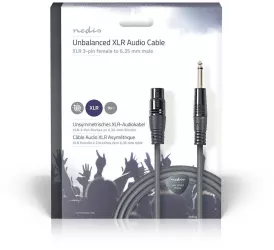 Cablu stereo XLR 3 pini mama - JACK 6.35 mm tata 10m gri NEDIS 