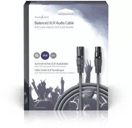 Cablu XLR 3 Pini tata - XLR 3 Pini mama 20m gri Nedis 