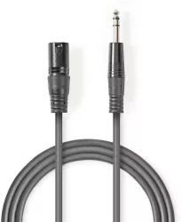 Cablu XLR stereo Nedis XLR 3pini tata - Jack 6.3 mm tata 1.5m gri
