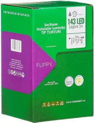 Componenta Instalatie de Craciun Flippy® Tip Franjuri 8 jocuri de lumini Sectiune 5 m 143 LED-uri Interconectabila Fir Transparent Alb 