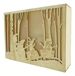 Decoratiune luminoasa Flippy Peisaj de iarna - Mos Craciun maro lungime 21 cm latime 5 cm inaltime 16 cm lemn interior/exterior 