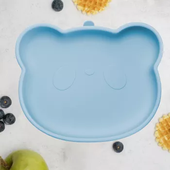 Farfurie din silicon cu ventuza appekids the little bear - aqua blue 