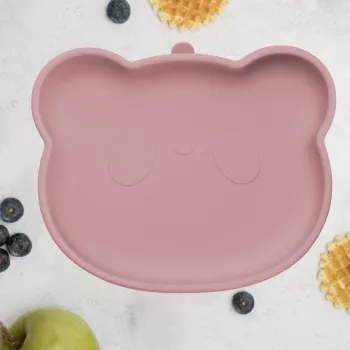 Farfurie din silicon cu ventuza appekids the little bear - old rose 
