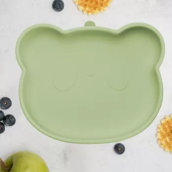 Farfurie din silicon cu ventuza appekids the little bear - raw green 