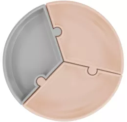 Farfurie puzzle minikoioi 100 premium silicone &ndash bubble beige/powder grey 