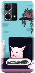 Husa din silicon compatibila cu Oppo Reno 7 4G - model Pixel Art Cat Meme 