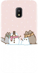 Husa din silicon compatibila cu Samsung Galaxy J7 2018 - model Cat And Snowman 