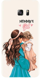 Husa din silicon compatibila cu Samsung Galaxy S6 Edge - model Super mama si fetita 