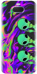 Husa din silicon compatibila cu Sony Xperia 10 Plus - model Trippy Aliens 