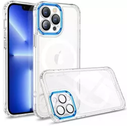 Husa MagSafe Silicone pentru iPhone 12 Pro Max Flippy Transparenta Magnetica Extra Protectie Camera Albastru 