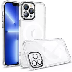 Husa MagSafe Silicone pentru iPhone 12 Pro Max Flippy Transparenta Magnetica Extra Protectie Camera Negru 