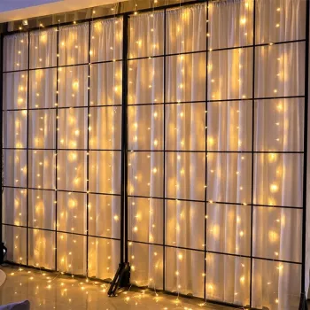 Instalatie Craciun Tip Perdea 1 m x 1 m 60 LED-uri Alb cald IP44 31V telecomanda 8 jocuri de lumini Interconectabila Prelungitor 5 m 