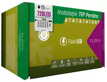 Instalatie Craciun Tip Perdea IP44 13 m x 1 m 780 LED-uri Alb cald cu flash Transformator Interconectabila Prelungitor 3 m inclus Fir 