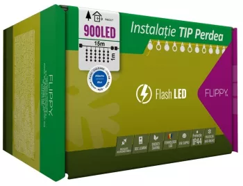 Instalatie Craciun Tip Perdea IP44 15 m x 1 m 900 LED-uri Albastru cu flash Transformator Interconectabila Prelungitor 3 m inclus Fir 