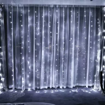 Instalatie Craciun Tip Perdea IP44 6 m x 3 m 480 LED-uri Alb rece cu 8 jocuri de lumini 31 V 9W Interconectabila Prelungitor 3 m inclus 