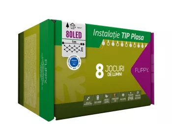 Instalatie Craciun Tip Plasa 1 m x 2 m 80 LED-uri Albastru 8 jocuri de lumini Transformator Interconectabila Prelungitor 3 m inclus Fir 