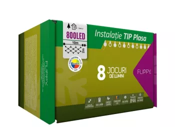 Instalatie Craciun Tip Plasa 10 m x 2 m 800 LED-uri Multicolor 8 jocuri de lumini Transformator Interconectabila Prelungitor 3 m inclus 