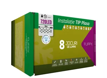 Instalatie Craciun Tip Plasa 9 m x 2 m 720 LED-uri Alb rece 8 jocuri de lumini Transformator cu telecomanda Interconectabila Prelungitor 3