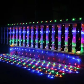 Instalatie Craciun Tip Plasa IP 44 12 x 1 m 480 LED-uri Multicolor 8 jocuri de lumini Transformator fara telecomanda Interconectabila 
