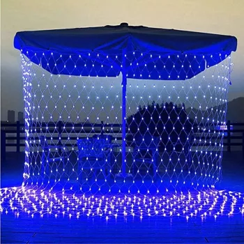 Instalatie Craciun Tip Plasa IP 44 20 x 1 m 800 LED-uri Albastru 8 jocuri de lumini Transformator cu telecomanda Interconectabila 