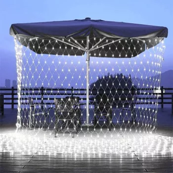 Instalatie Craciun Tip Plasa IP 44 3 x 1 m 160 LED-uri Alb rece 8 jocuri de lumini Transformator fara telecomanda Interconectabila 