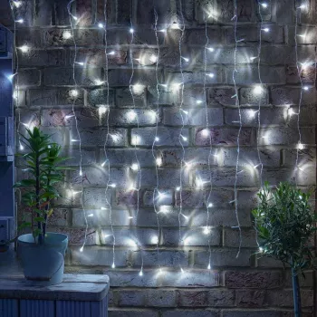 Instalatie Craciun Yoto Tip Perdea 3 m x 3 m 320 LED-uri Prelungitor 1.5 m 8 Jocuri de Lumini Interconectabila Fir transparent 