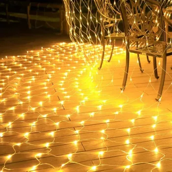 Instalatie Craciun Yoto Tip Plasa 3 m x 1 m 160 LED-uri Prelungitor 1.5 m 8 Jocuri de Lumini Interconectabila Fir transparent 