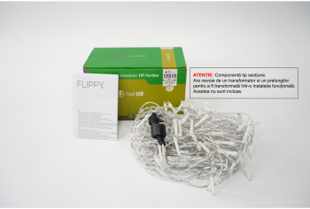 Instalatie de Craciun Flippy® Tip Perdea cu Flash Sectiune 2 X 1 m 120 LED-uri Interconectabila Fir Transparent Alb Cald 