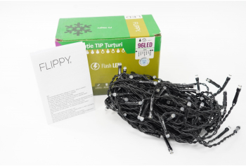 Instalatie de Craciun Flippy® Tip Turturi Franjuri cu Flash Sectiune 3 m 96 LED-uri Interconectabila Fir Negru Alb Rece 