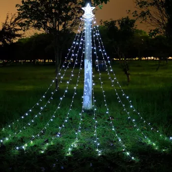 Instalatie Luminoasa Tip Perdea pentru Pomul de Craciun cu Stea Luminoasa 350 LED-uri conectare la retea pentru interior/exterior lumina 