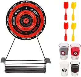 Joc de Baut Darts Flippy 4 Sageti si Pahare de Shot Incluse pentru petreceri si timp liber 30 x 20 x 6.5 cm multicolor 