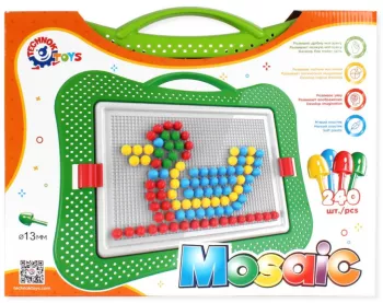 Joc educativ mozaic TechnoK 240 de pioneze de 13 mm colorate 