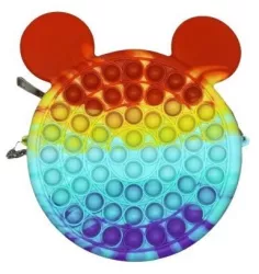 Jucarie antistres din silicon Flippy Geanta Pop It Soricel 16 cm Curcubeu 