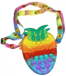 Jucarie antistres din silicon Flippy Pop It Now and Flip It Geanta mica Ananas Multicolor Model 2 