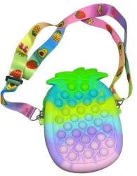 Jucarie antistres din silicon Flippy Pop It Now and Flip It Geanta mica Ananas Multicolor Model 3 