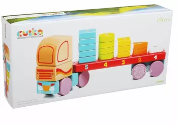 Jucarie din lemn cubika &ldquo camion cu forme geometrice&rdquo 