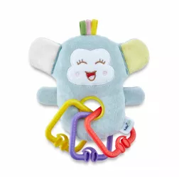 Jucarie din plus pentru bebelusi cu inele dentitie funny monkey babyjem culoare roz 