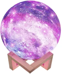 Lampa de veghe in forma de luna cu stele 3D Moon Light alimentare baterii stand din lemn inclus 14 cm Flippy 