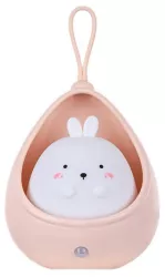 Lampa de veghe portabila cu 2 moduri de functionare Flippy silicon non-toxic reincarcabila USB senzor miscare roz iepuras 