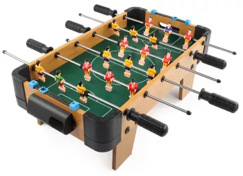 Masa de fotbal cu teren si 18 jucatori Flippy 6 manere cu tablou pentru scor din metal lemn si ABS 51 x 44 x 17.5 cm cu picioare pentru 