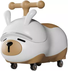 Masinuta Ride-On Flippy Sistem Anti-Rasturnare Sistem de Lumini si Sunet Bluetooth 1-3 Ani Model Catel Alb - Maro 