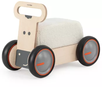 Masinuta ride-on premergator si carucior de jucarii mamatoyz driveme soft vacuta - jucarie din lemn 3 in 1 