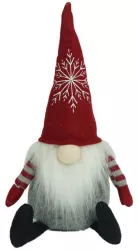 Ornament de Craciun spiridus cu palarie rosie Flippy rosu/gri textil 31 cm 