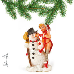 Ornament figurina Craciunita cu om de zapada 6 cm 