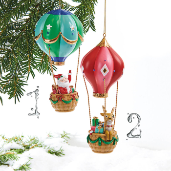 Ornament pentru brad-Mos Craciun in balon 17 cm 