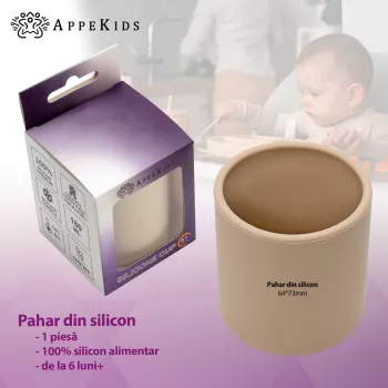 Pahar din silicon appekids - bubble beige 