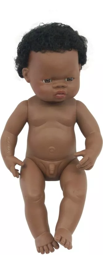 Papusa african baiat 38 cm - miniland 